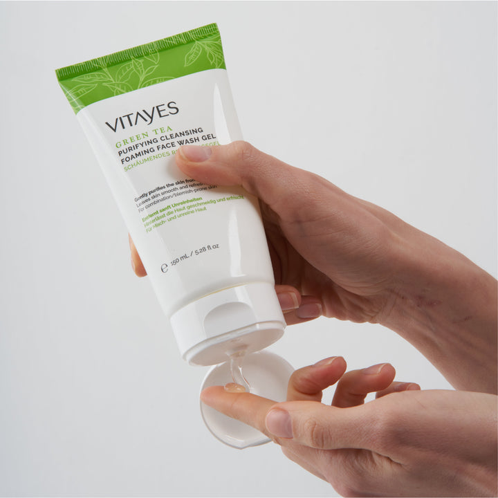 Gesichtsreinigungsgel + Augenkonturserum + Vitamin C Anti-Unreinheiten-Hautserum Vorteilhaftes Dreifachset - Vitayes Official Store - Deutschland