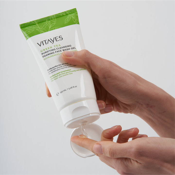 Gesichtsreinigungsgel + Augenkonturserum + Vitamin C Anti-Unreinheiten-Hautserum Vorteilhaftes Dreifachset - Vitayes Official Store - Deutschland