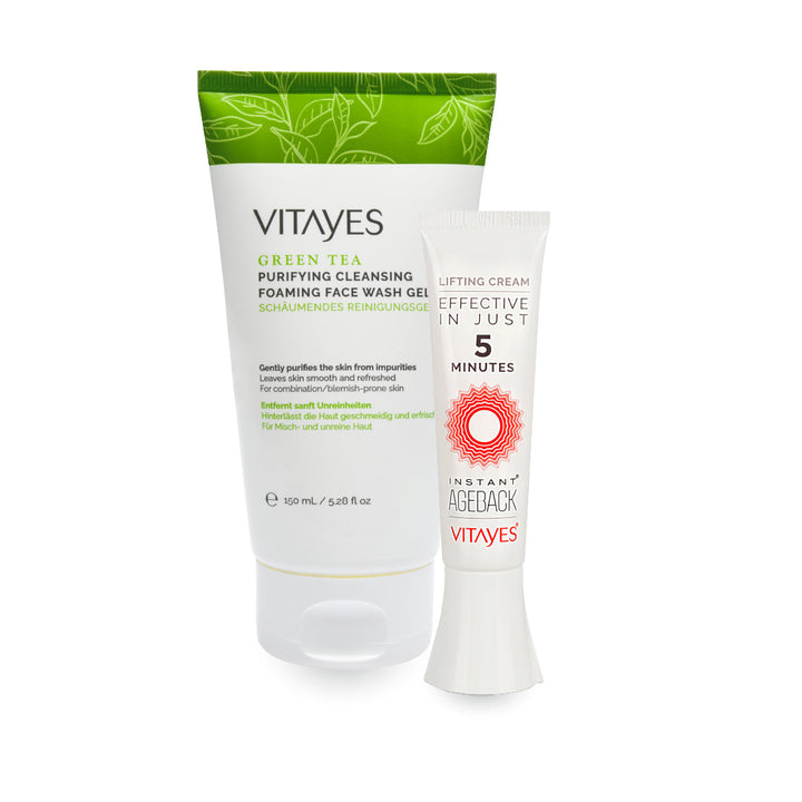 Vorteilhaftes Set mit sofort wirksamer Facelifting-Creme und Anti-Akne-Mitesser-Gesichtsreinigungsgel - Vitayes Official Store - Deutschland