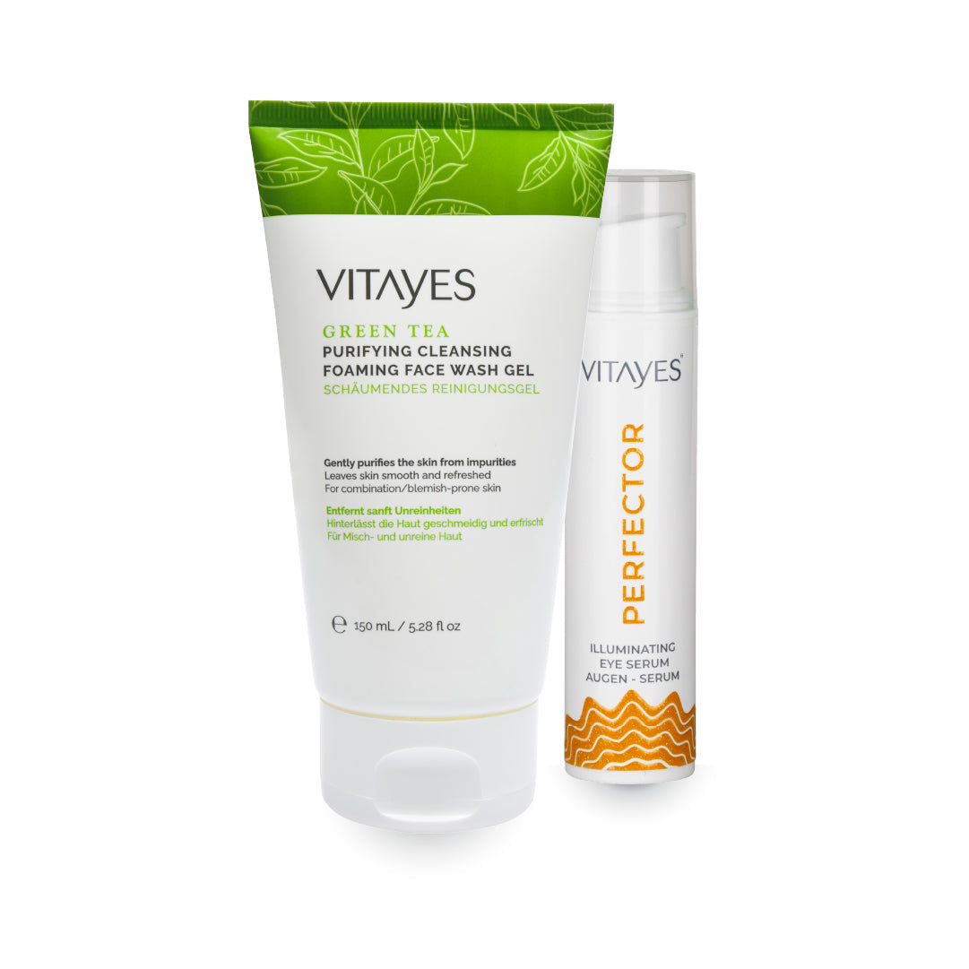 Vorteilhaftes Zweierset mit reinigendem Gesichtsreinigungsgel und Augenkonturserum gegen Schwellungen - Vitayes Official Store - Deutschland