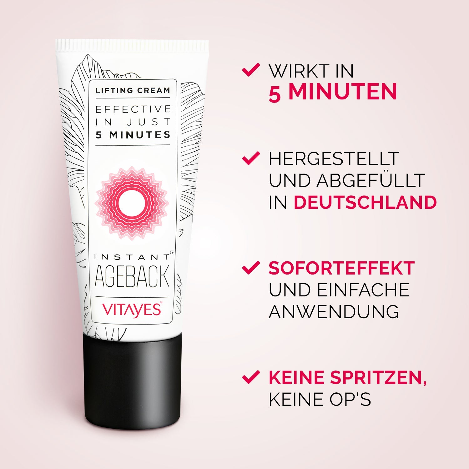 Instant Ageback Anti Aging Creme gegen Augenringe Tränensäcke Soforteffekt Faltencreme