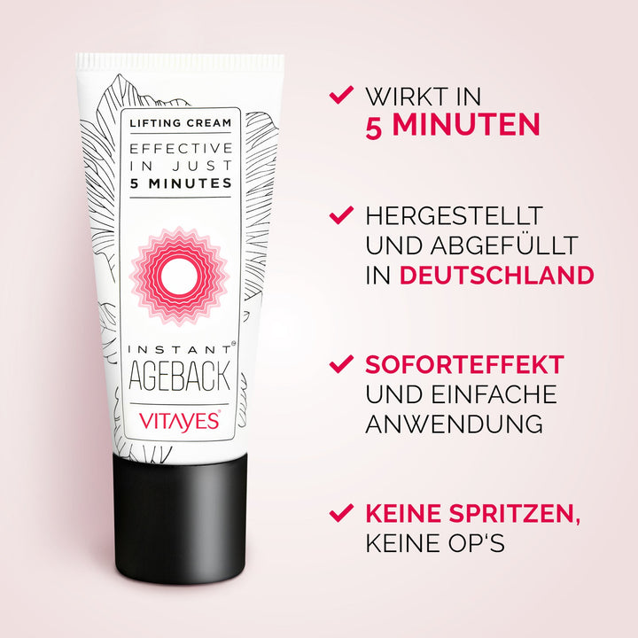 Instant Ageback Anti Aging Creme gegen Augenringe Tränensäcke Soforteffekt Faltencreme