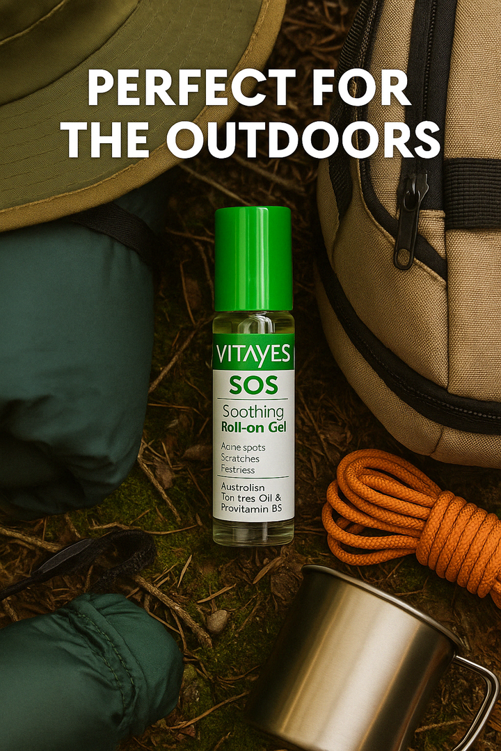 Vitayes SOS Teebaumöl Roller, Vitamin B5, gegen Akne flecken, Kratzer, Hautentzündungen, beruhigender Roll-on Stift 10 ml - Vitayes Official Store - Deutschland