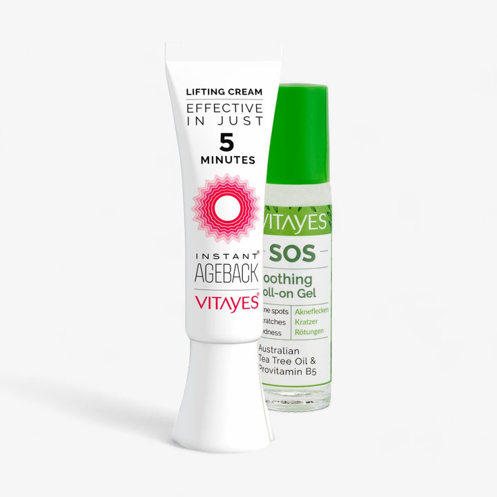 Vorteilhaftes Set aus sofort wirksamer Facelift-Creme und Teebaumextrakt-Reparaturserum gegen Hautprobleme - Vitayes Official Store - Deutschland